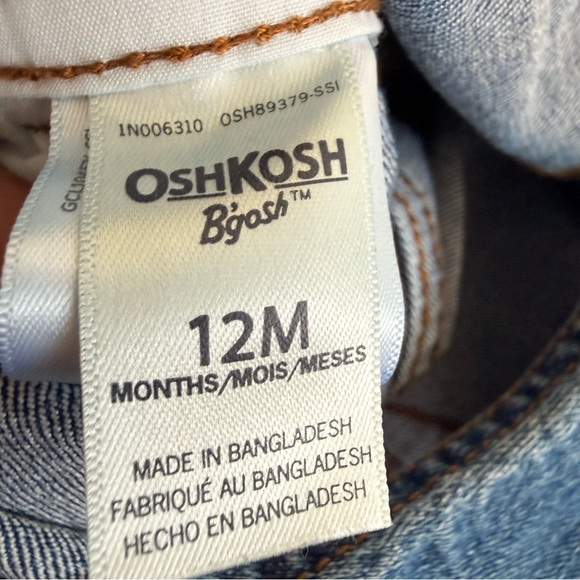 OshKosh B'gosh kids Blue Denim Overalls size 12M - Picture 8 of 9